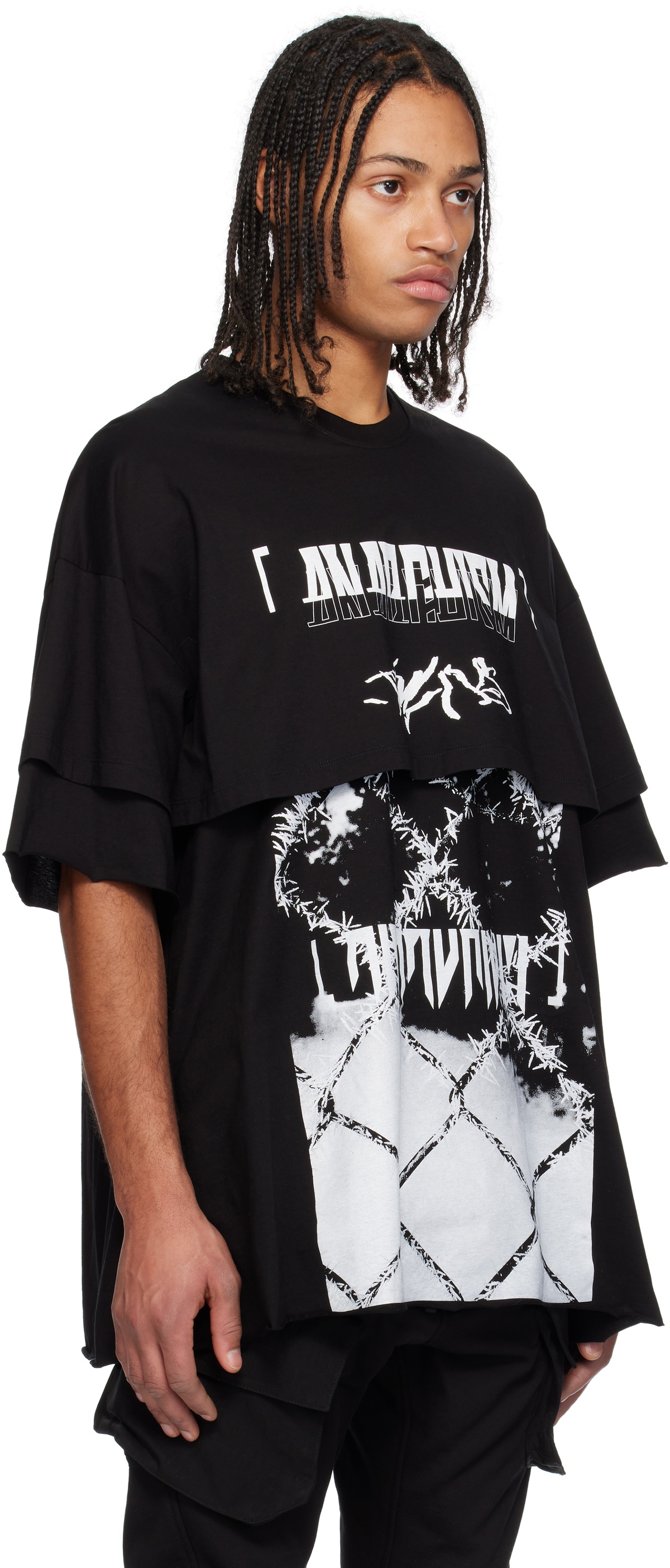 Julius Black Ana-Cropped Double JD T-shirt Julius