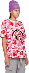 BAPE Pink ABC Camo Crystal Stone Shark T-Shirt