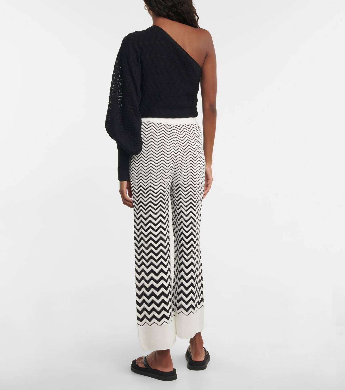 Pantalon Large Haut De Gamme Missoni En Laine Crocheté - Taille 38, Motif Zig-zag, Neuf Avec étiquettes (NWT)