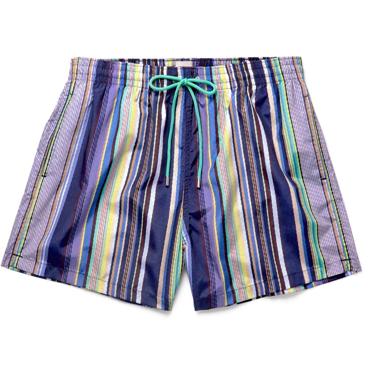 Photo: Paul Smith - Maharan Wide-Leg Short-Length Striped Swim Shorts - Blue