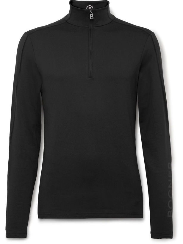 Photo: Bogner - Harrison Logo-Print Stretch-Jersey Half-Zip Ski Base Layer - Black