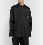 Balenciaga - Oversized Logo-Appliquéd Cotton-Blend Twill Shirt - Black