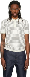 A.P.C. Off-White Fitted Striped Polo