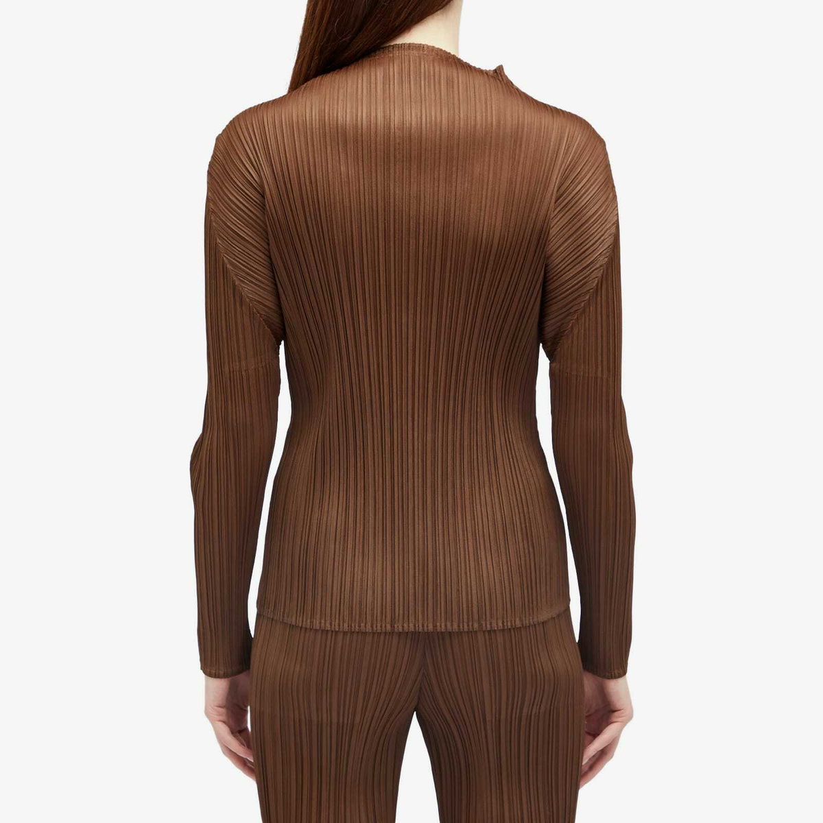 Pleats Please Issey Miyake Women's Top in 44-Brown Pleats