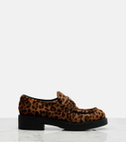Prada Leopard-print calf hair penny loafers