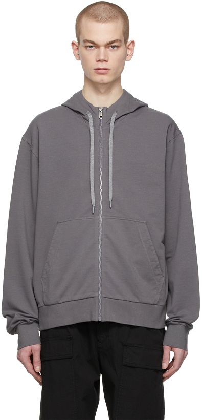 Photo: Z Zegna Grey Solid French Terry Hoodie