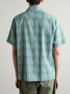 Folk - Gabe Embroidered Checked Linen and Cotton-Blend Shirt - Blue