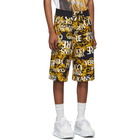 Versace Jeans Couture Black and Yellow All Over Barocco Shorts