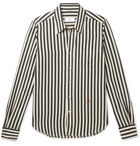 AMI - Slim-Fit Logo-Embroidered Striped Voile Shirt - Black