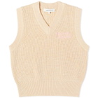 Maison Kitsuné Women's Handwriting Crop Vest in Chalk Yellow Melange