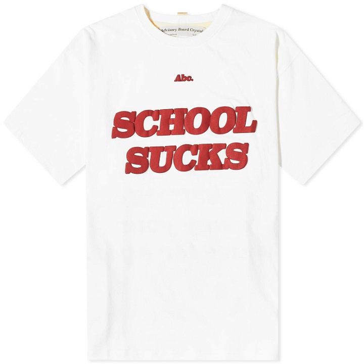 Photo: Advisory Board Crystals Men's School Sucks T-Shirt in White
