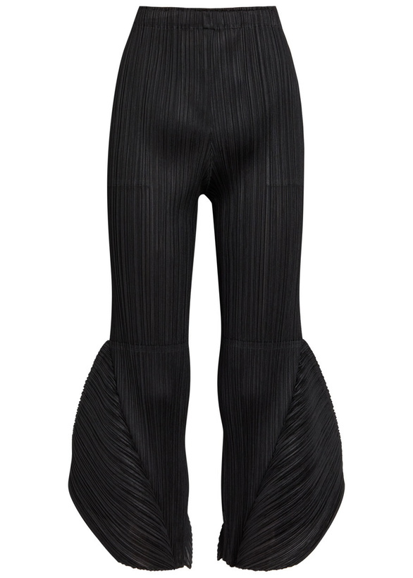 Photo: Pleats Please Issey Miyake Pleated Flared-leg Woven Cropped Trousers Black