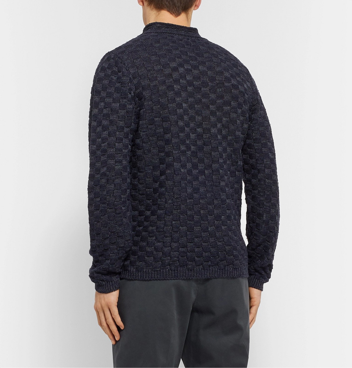 Inis Meáin - Mock-Neck Basketweave Linen and Silk-Blend Sweater