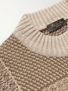 Loro Piana - Patchwork Linen, Silk and Cotton-Blend Sweater - Brown