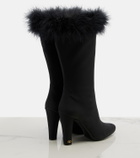 Valentino Garavani Hotty feather-trimmed satin knee-high boots