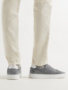 BRUNELLO CUCINELLI - Leather-Trimmed Suede Sneakers - Gray