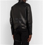 Off-White - Webbing-Trimmed Printed Leather Jacket - Black