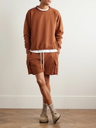 Les Tien - Yacht Straight-Leg Poplin-Trimmed Garment-Dyed Cotton-Jersey Drawstring Cargo Shorts - Brown