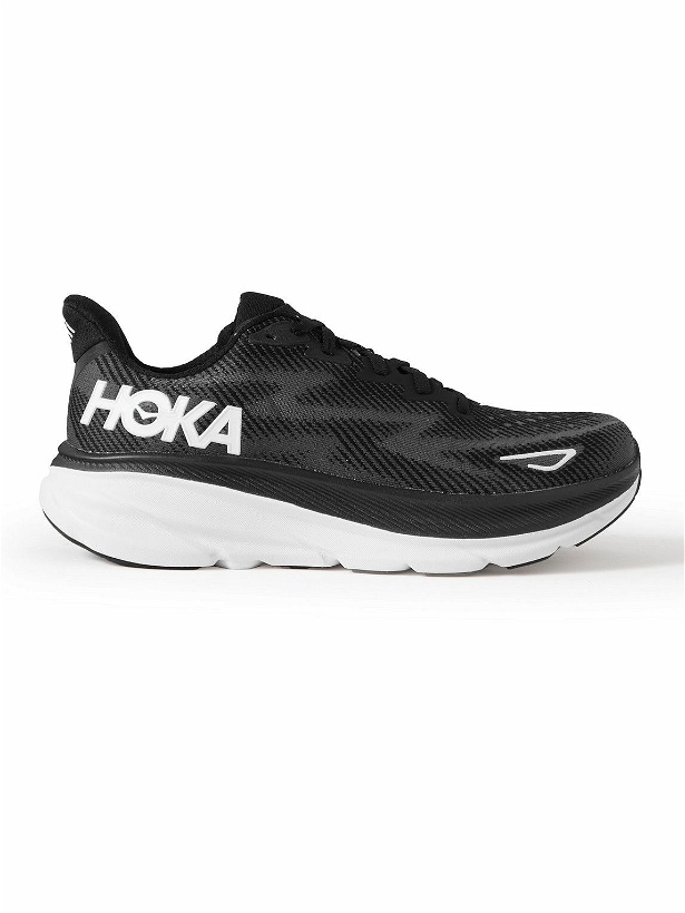 Photo: Hoka One One - Clifton 9 Rubber-Trimmed Mesh Running Sneakers - Black