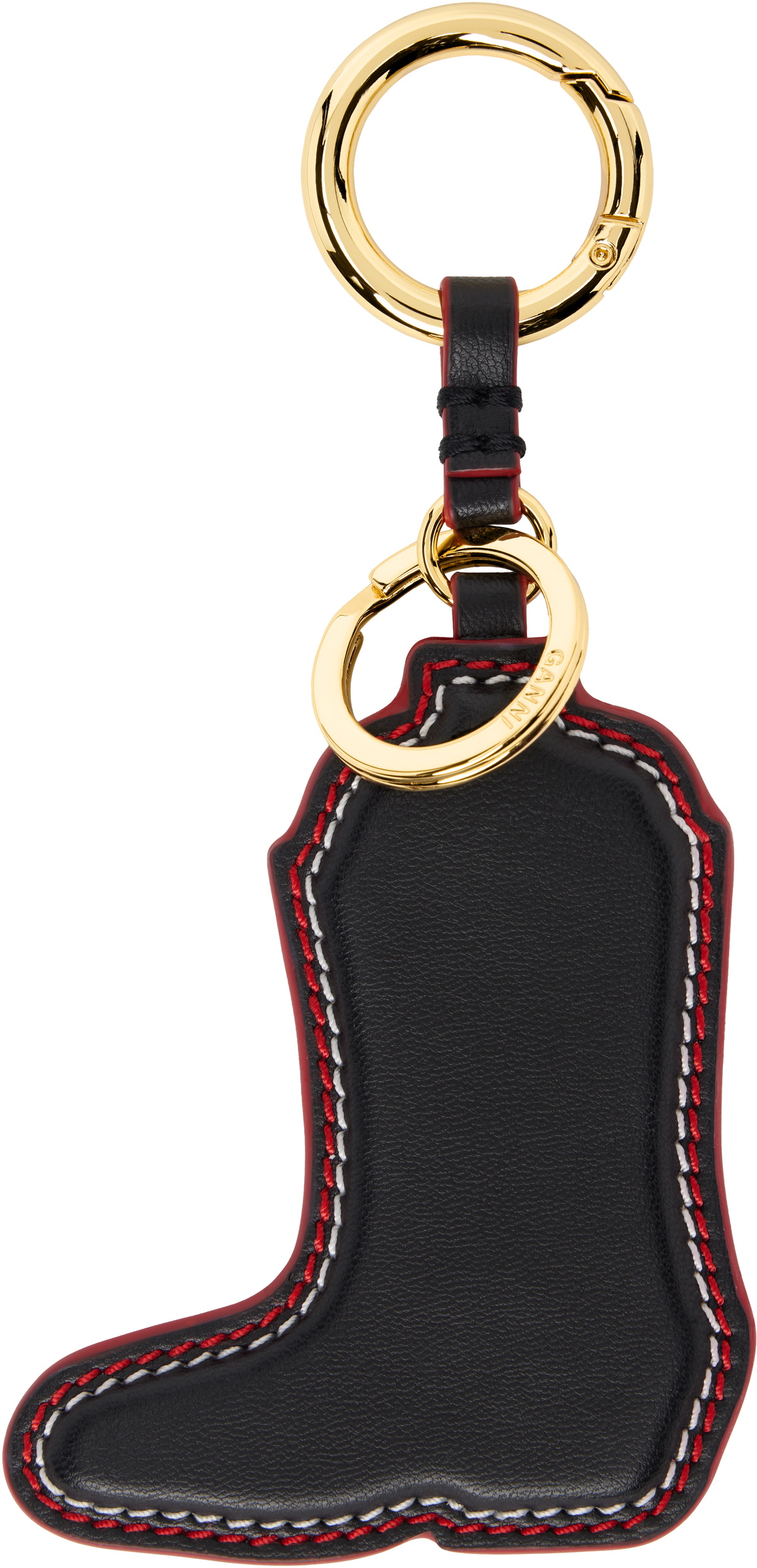 GANNI Gold & Red Western Boot Keychain