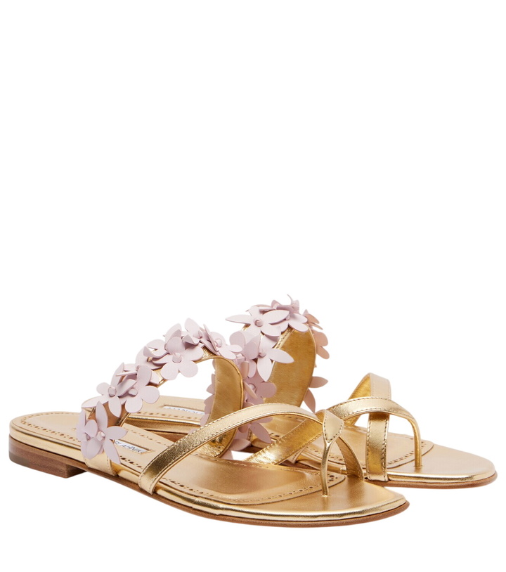 Photo: Manolo Blahnik Fiosabi appliqué leather thong sandals