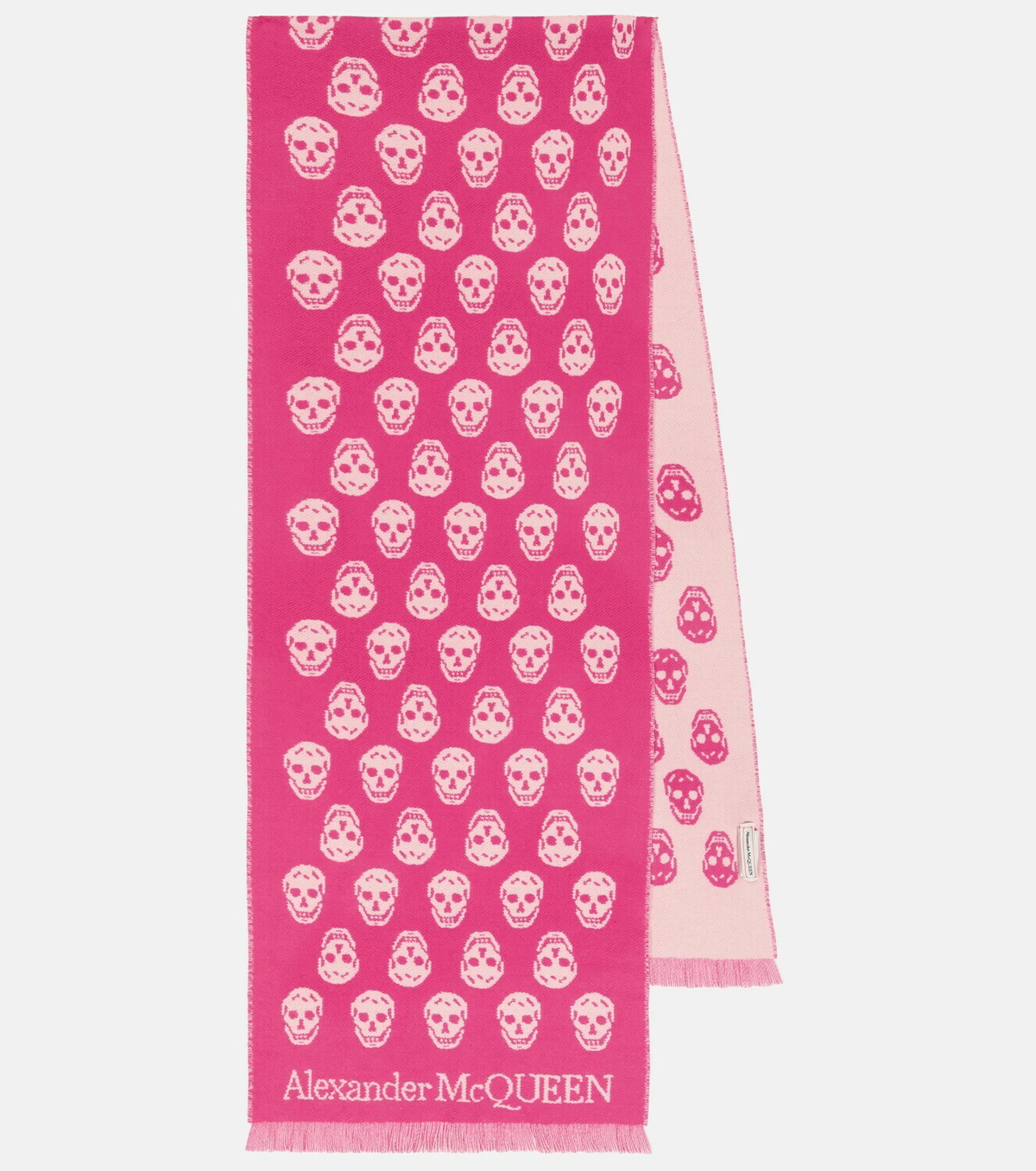 Écharpe Skinny Alexander McQueen - Motif Crâne, Magenta/rose - Soie, Fabriqué En Italie - Neuf Avec étiquettes