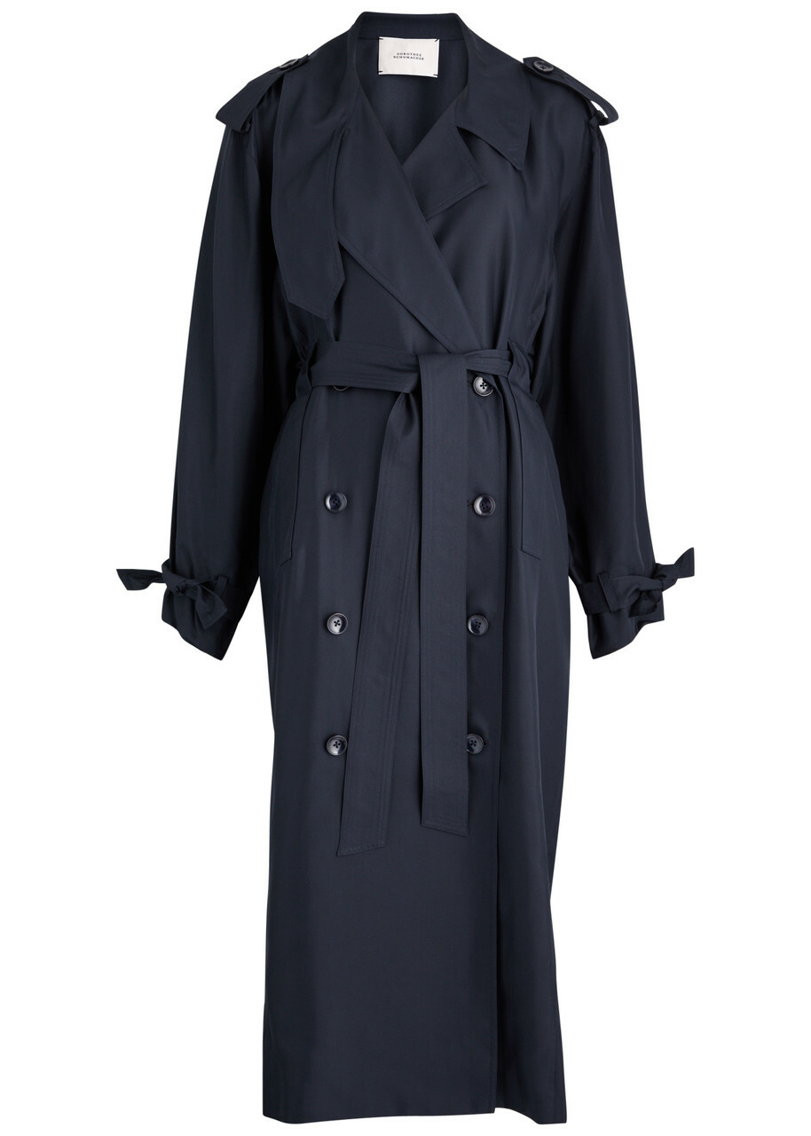 Dorothee Schumacher Trench It Up Iii Belted Silk Midi Dress Navy