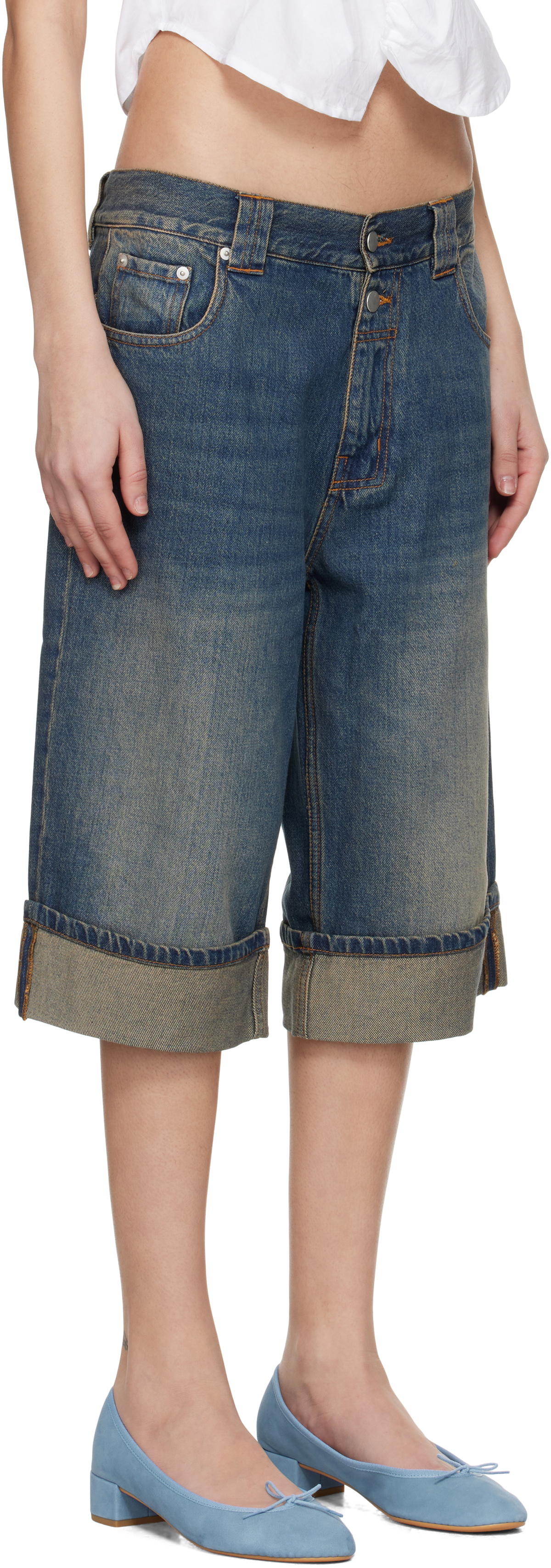Gimaguas Blue Baggy Denim Shorts