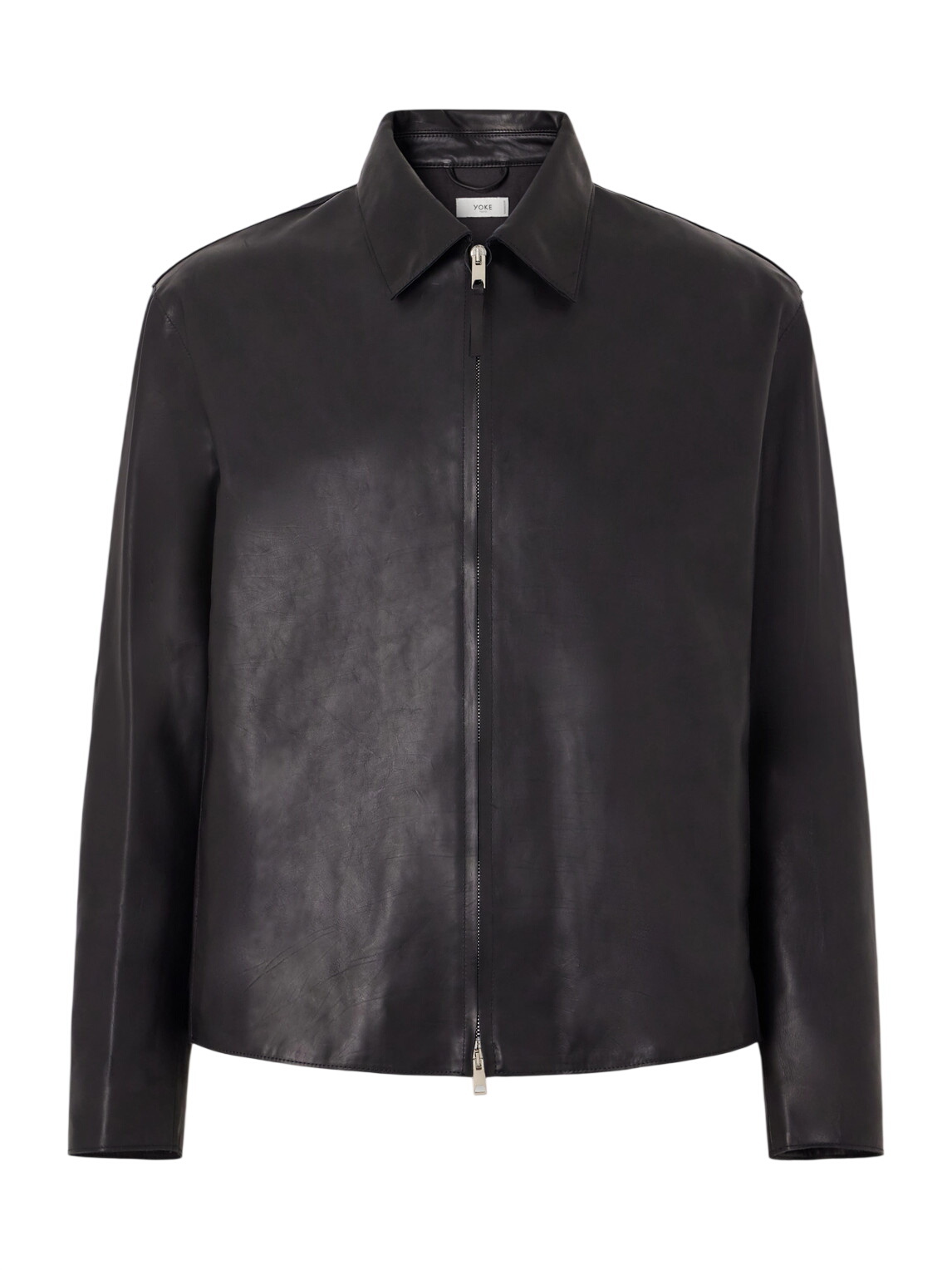 YOKE Brown Cracked Leather Trucker Jacket YOKE