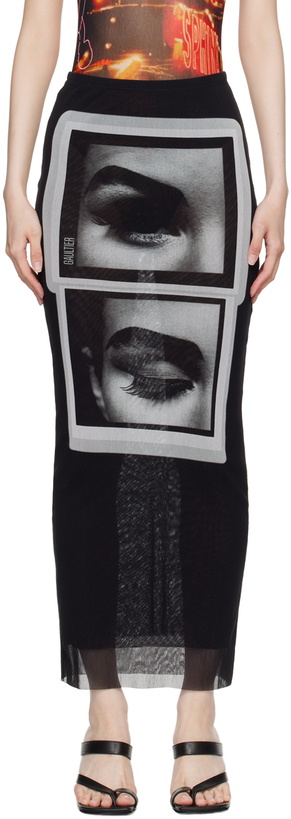 Photo: Jean Paul Gaultier Black 'The Eyes And Lips' Maxi Skirt