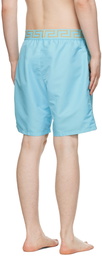 Versace Underwear Blue Greca Border Swim Shorts