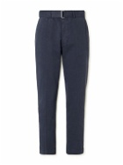 Officine Générale - Straight-Leg Belted Cotton-Twill Trousers - Blue