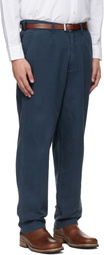 Barbour Navy Cotton Linen Relaxed Trousers