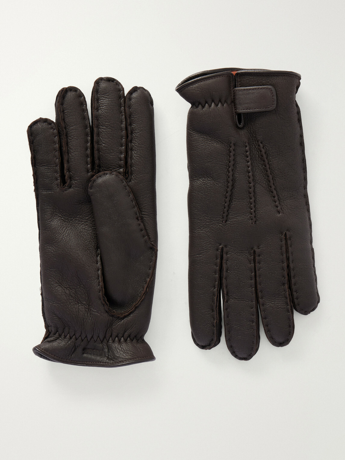 Zegna - Full-Grain Leather Gloves - Brown