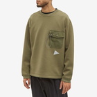 And Wander Men's Airly Warm Crew Sweat in Khaki