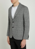 Boss Hanry Checked Cotton and Linen-wool Blazer Grey