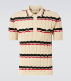 Valentino VLogo pointelle striped cotton polo shirt