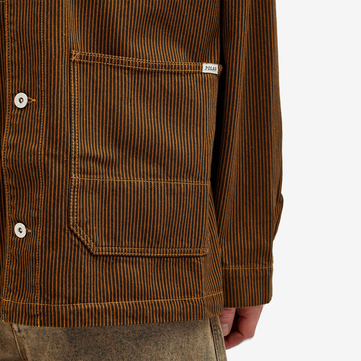 Polar Skate Co. Men's Hickory Stripe Ezra Jacket in Rust