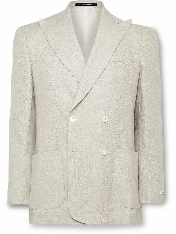 Photo: Richard James - Double-Breasted Linen-Twill Suit Jacket - Neutrals