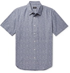 Club Monaco - Slim-Fit Printed Cotton-Chambray Shirt - Navy