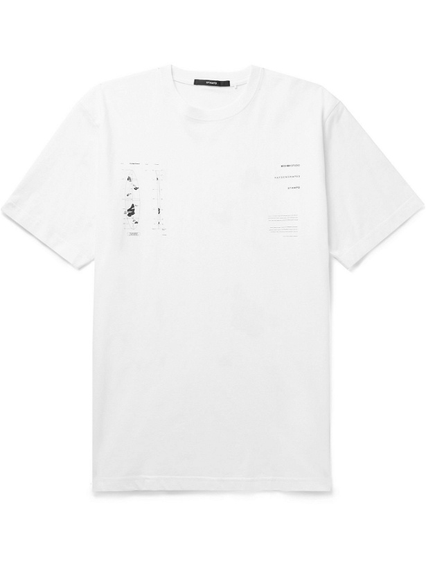 Photo: HAYDENSHAPES - Arsham Stampd Eroded Printed Cotton-Jersey T-Shirt - White