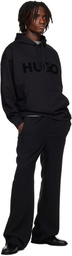 Hugo Black Oversize-Fit Cotton Terry Logo Hoodie
