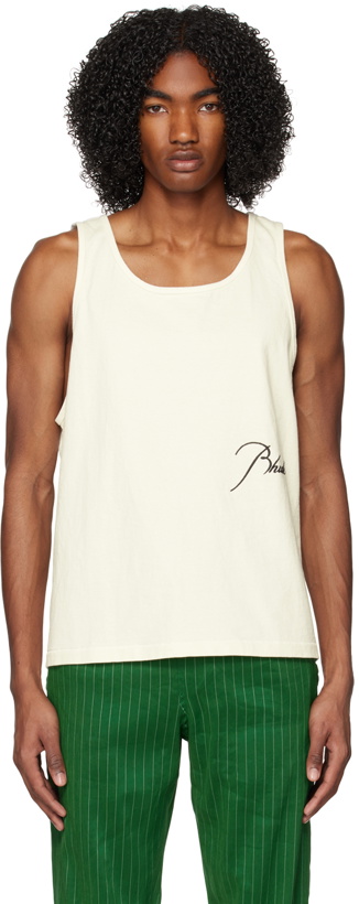 Photo: Rhude Off-White Embroidered Tank Top