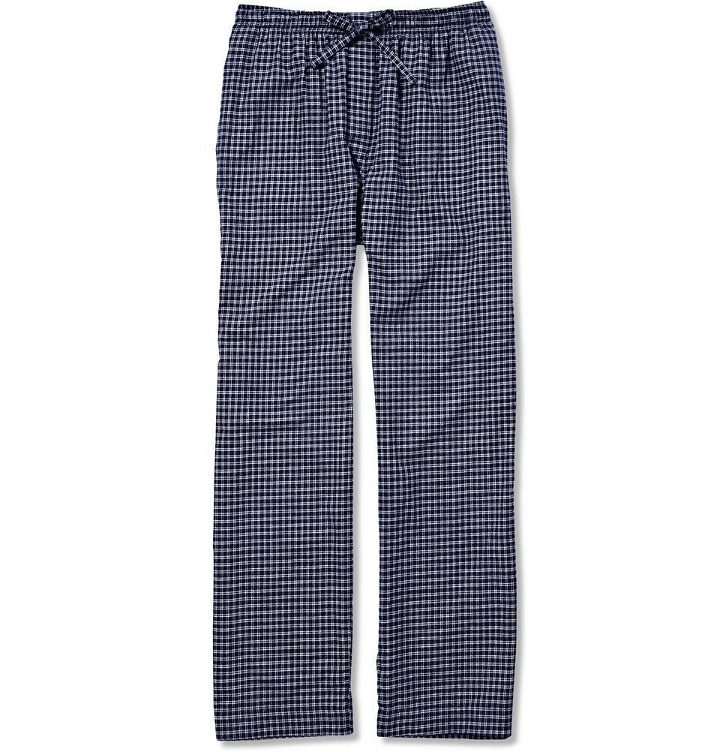 Photo: Derek Rose - Checked Cotton-Flannel Pyjama Trousers - Men - Navy