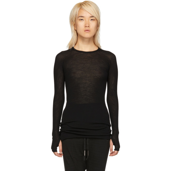 Boris Bidjan Saberi Black Rib Crewneck Long Sleeve T-Shirt