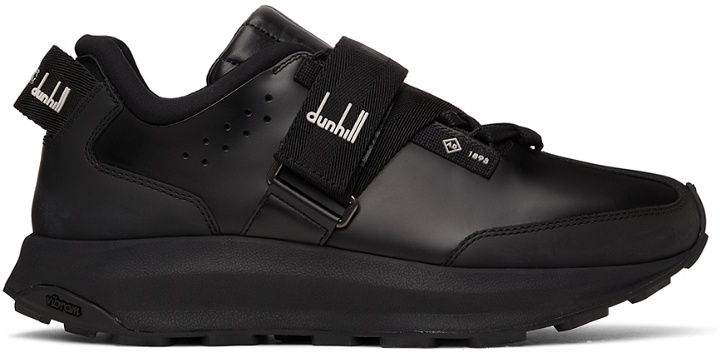 Photo: Dunhill Black Aerial Strap Runner Sneakers