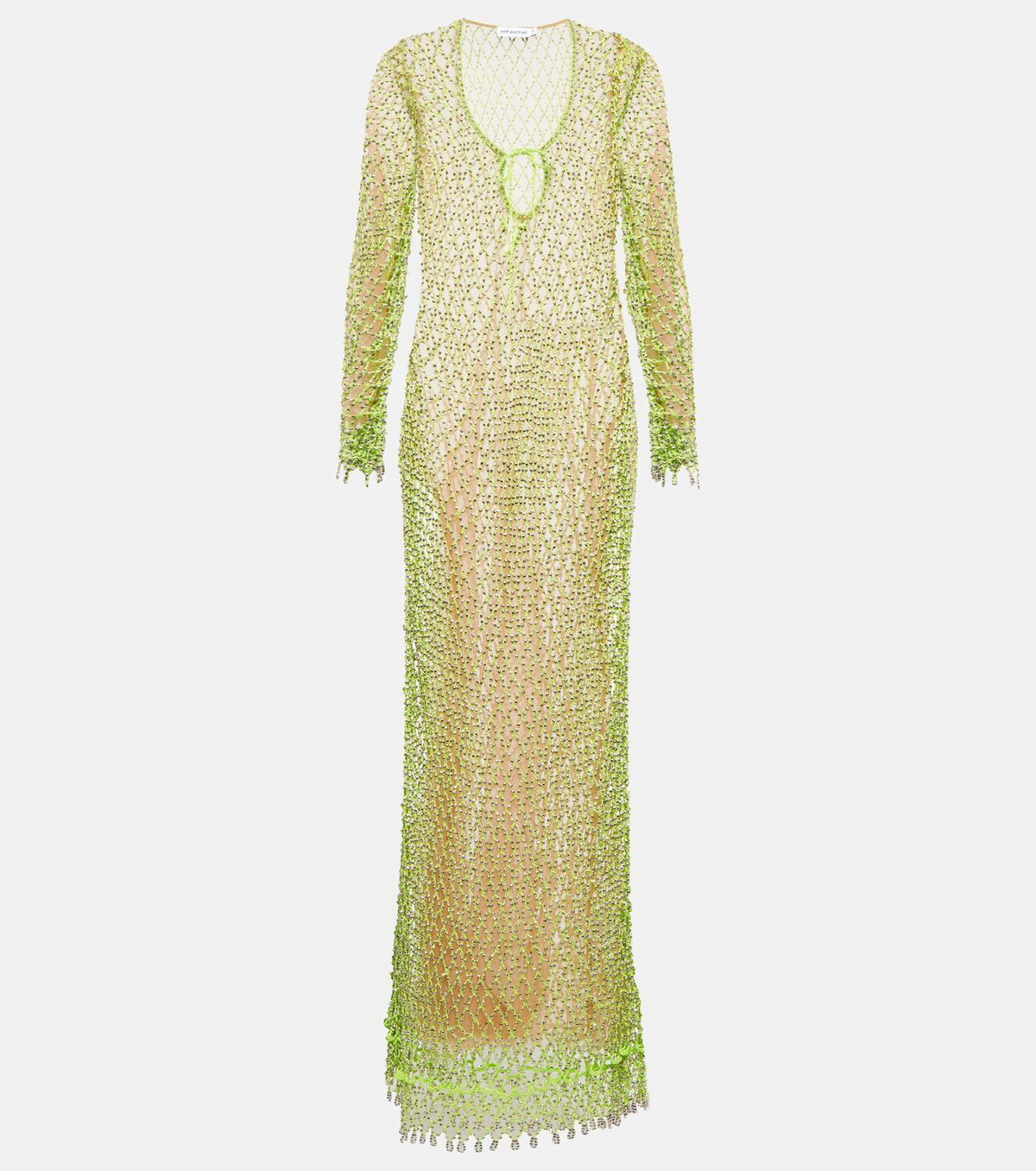 self portrait beaded maxi dress Champagne Rhinestone Lace Trim Maxi Dress – self-portrait main image 1