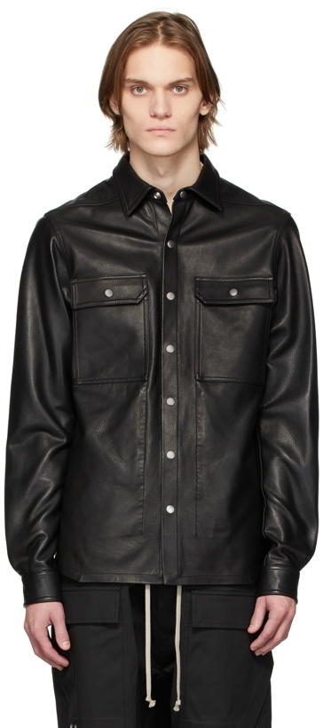 Photo: Rick Owens Black Leather Outershirt Jacket