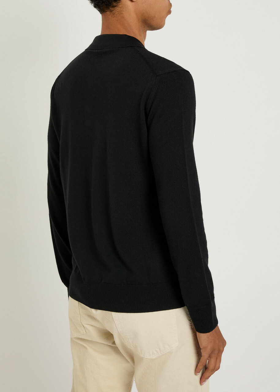 Aurélien Wool Polo Shirt Black