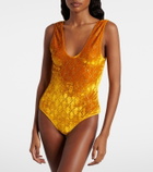 Gucci GG embellished velvet bodysuit